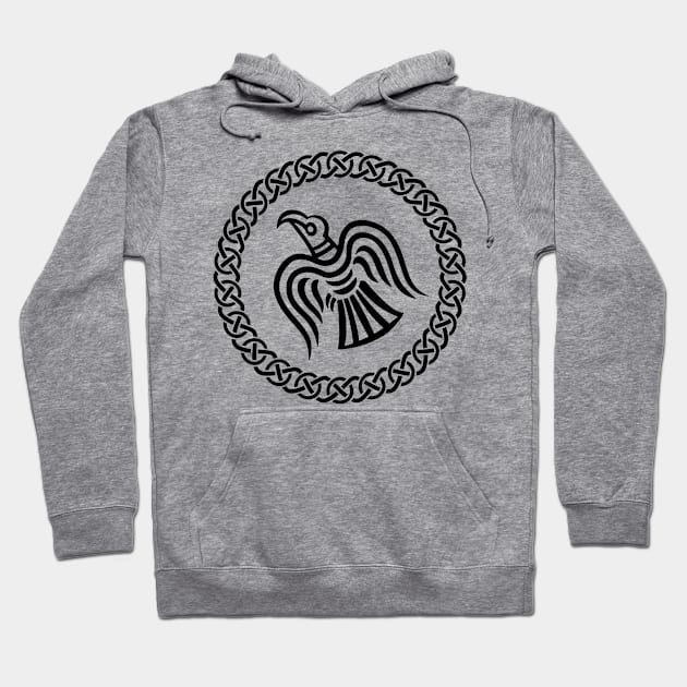 raven of odin viking knotwork black Hoodie by Blue Pagan